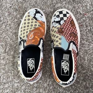 BRAND NEW tiger patchwork slip on vans
